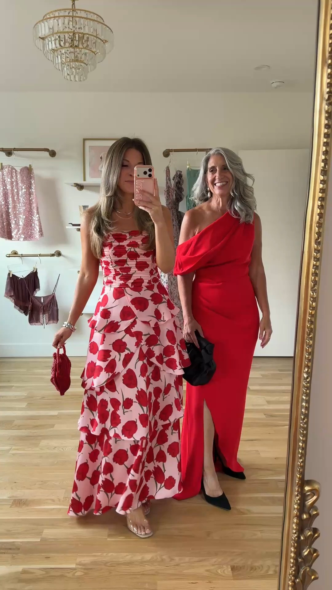 🌺 Mini Me & Me | Wedding Guest | Mother of the Bride | Mother of the Groom | Rehearsal Dinner Dresses

A pink and red tulip floral strapless tiered midi with a structured bodice that holds beautifully while the ruffled skirt moves with total effortless garden wedding charm.

A red one-shoulder crepe gown with a dramatic draped sleeve and fitted silhouette that holds and elongates with total bold elegant presence all evening long.

Save this and share it with a friend who's shopping. 💌

Claudia | 5'4½" | 135 | medium or 6
Emerson | 5'4" | 130 | small or 2

Wedding Guest Dress | Fashion over 50 | Mother of the Bride | Mother of the Groom | Black Tie | Formal Gown | Summer Wedding | Fall Wedding | Tummy Flattering Dresses | Special Occasion

#LTKSeasonal #LTKOver40 #LTKWedding