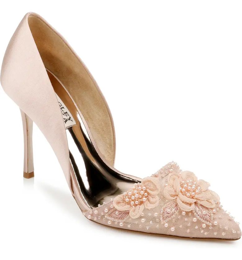 Badgley Mischka Ophelia Beaded Floral Pointed Toe Pump | Nordstrom