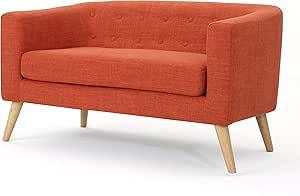 Christopher Knight Home Bridie Mid-Century Modern Loveseat, Muted Orange Fabric | Amazon (US)