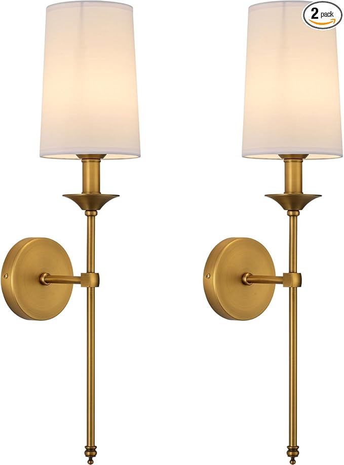 PASSICA DECOR Wall Sconce Set of 2 Hardwired Vintage Antique Brass Sconce Candle Wall Light for B... | Amazon (US)