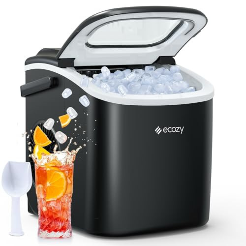 ecozy Ice Makers Countertop, Portable Ice Machine with Carry Handle, 26lbs in 24Hrs, 9 Ice Cubes Ready in 6 Mins, Auto-Cleaning Ice Maker with Basket and Scoop, for Home/Kitchen/Camping/RV | Amazon (US)