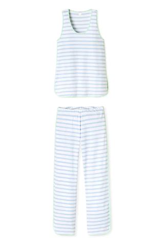 Pima Tank-Long Set in Saltwater | LAKE Pajamas