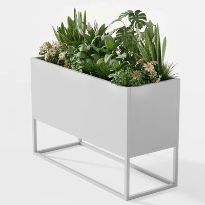 Rectangular Planter 47*18*18 Inches Large Metal Planter With Shelf And Drainage Holes For Indoor/Outdoor Use, Perfect For Tall Plants, Flowers Or Shru | Wayfair North America