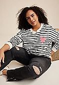 Plus Size Striped Heart Embroidered Sweatshirt | Maurices