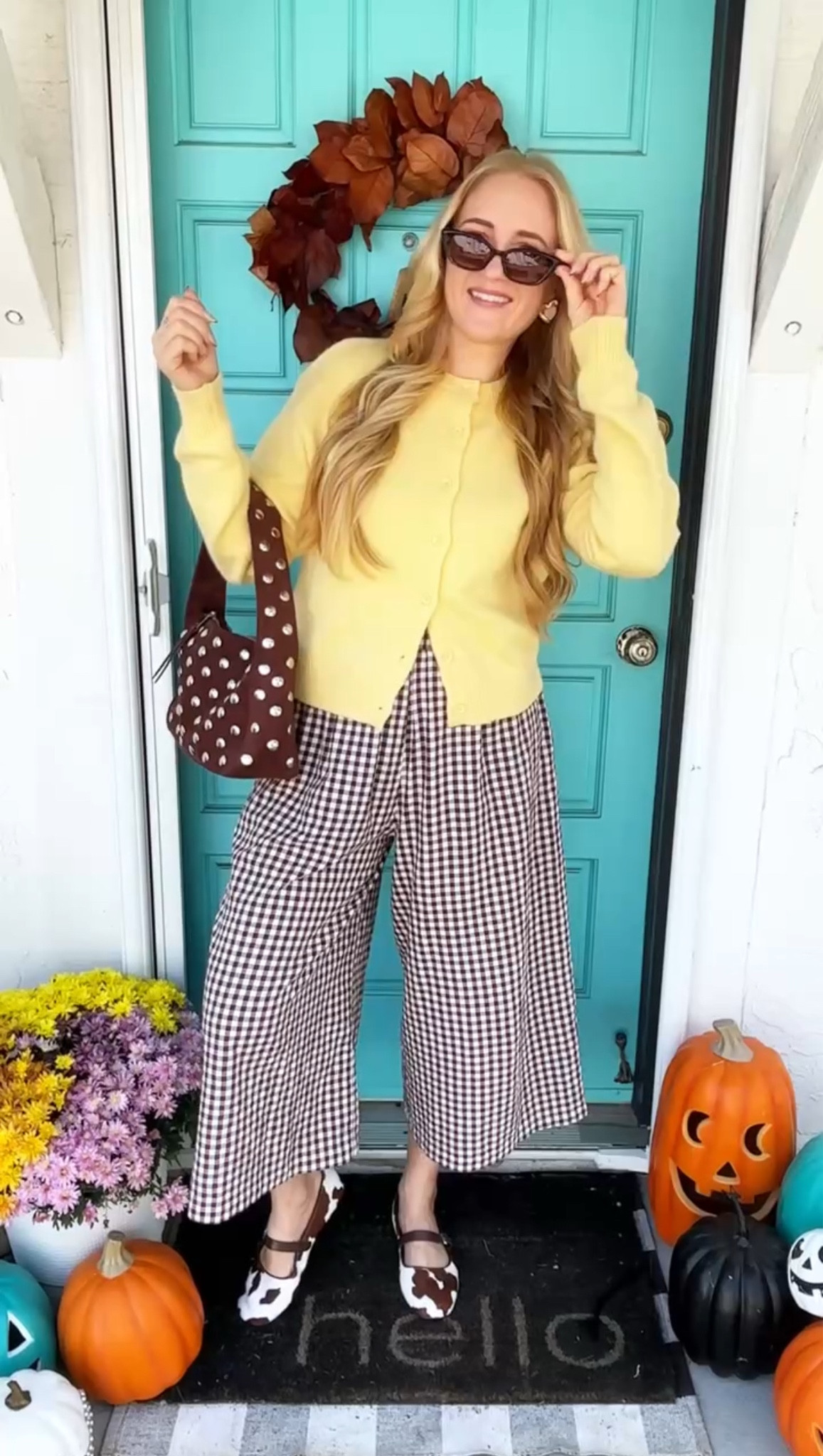 sweater repeater 💛 especially when it’s this buttery yellow! 

three recent outfits involving this cozy butter yellow cardigan that adds a pop of color into fall 🍂which one was your favorite?! 

Wearing at 140 lbs and 5'7" for reference: M in sweater, white satin shirt and gingham pants, L in striped pants and skirt, size 6 in studded jeans. Cow print shoes run small, recommend sizing up 1/2 size!

fall outfit ideas, fall outfit inspo, fall outfit roundup, ootd, ootw, outfits of the week, outfit of the day, affordable style, fall maxi skirts, polka dot skirt, fall skirt outfits, everyday style, elevated casual, butter yellow cardigan, cow print shoes, colorful outfit ideas, free people style, yellow outfits, butter yellow, fall accessories, autumn style, autumn looks, autumn outfits, ways to wear, how to style  

#LTKFindsUnder50 #LTKFindsUnder100 #LTKStyleTip