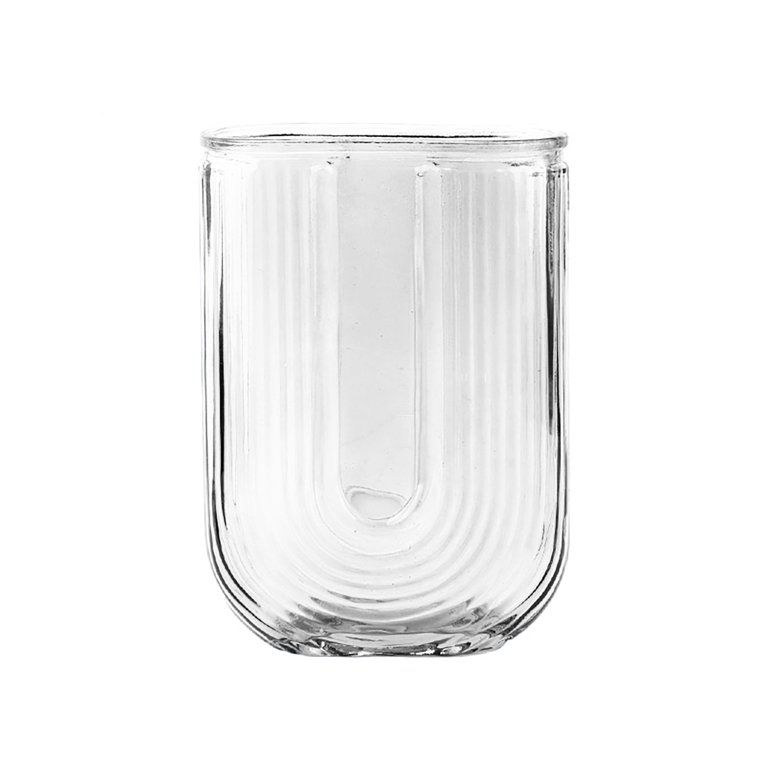 Clear Glass Ribbed Vase Modern Living Room Decor Vase Transparent U-Shaped Vertical Grain Glass V... | Walmart (US)