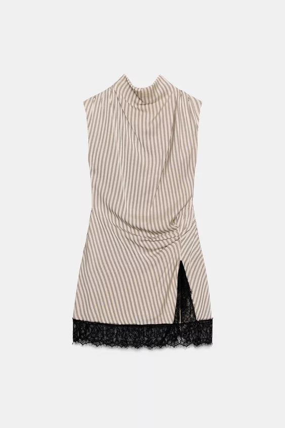 STRIPED LACE MINI DRESS | Zara US