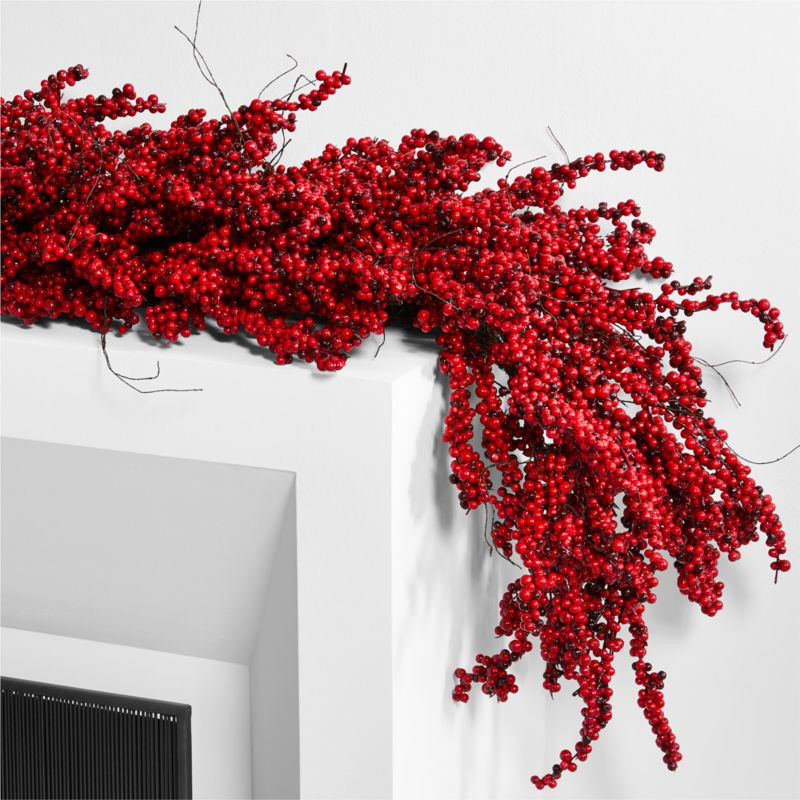 Faux Red Mini Berry Garland 6' + Reviews | Crate & Barrel | Crate & Barrel