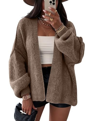 LILLUSORY Chunky Cardigan Sweaters for Women Oversized Long Trendy Early Fall Outfits Fashion Cozy 2025 Winter Clothing Nutmeg S | Amazon (US)