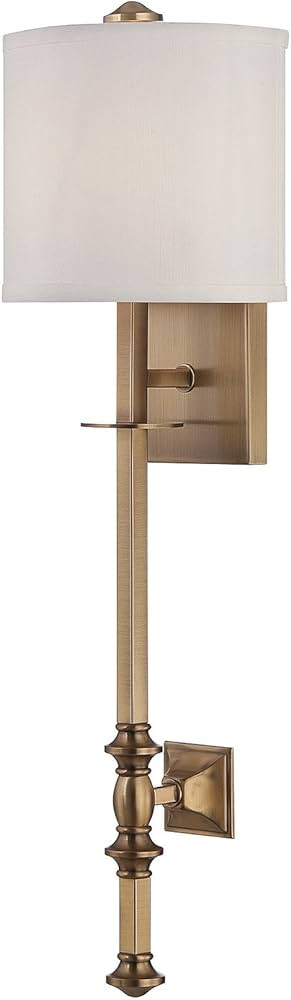 Savoy House 9-7140-1-322 Devon 1-Light Wall Sconce with White Fabric Shade, Warm Brass Finish | Amazon (US)