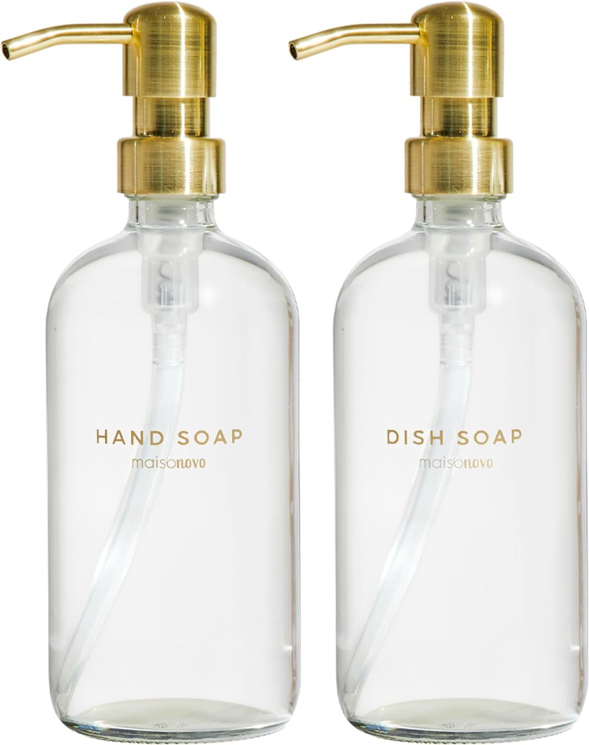 MaisoNovo Glass Soap Dispenser | Vintage Soap Dispenser Bathroom and Kitchen Set w.Dish Soap Hand... | Amazon (US)