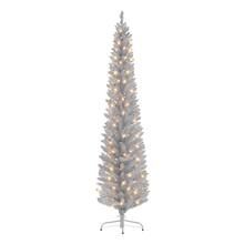 6ft. Pre-Lit Silver Tinsel Artificial Christmas Tree, Clear Lights | Michaels Stores