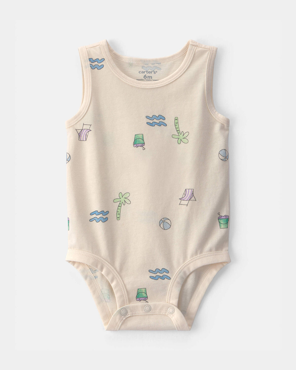 Baby Boy Beach Sleeveless Graphic Bodysuit - Ivory | Carter's Inc