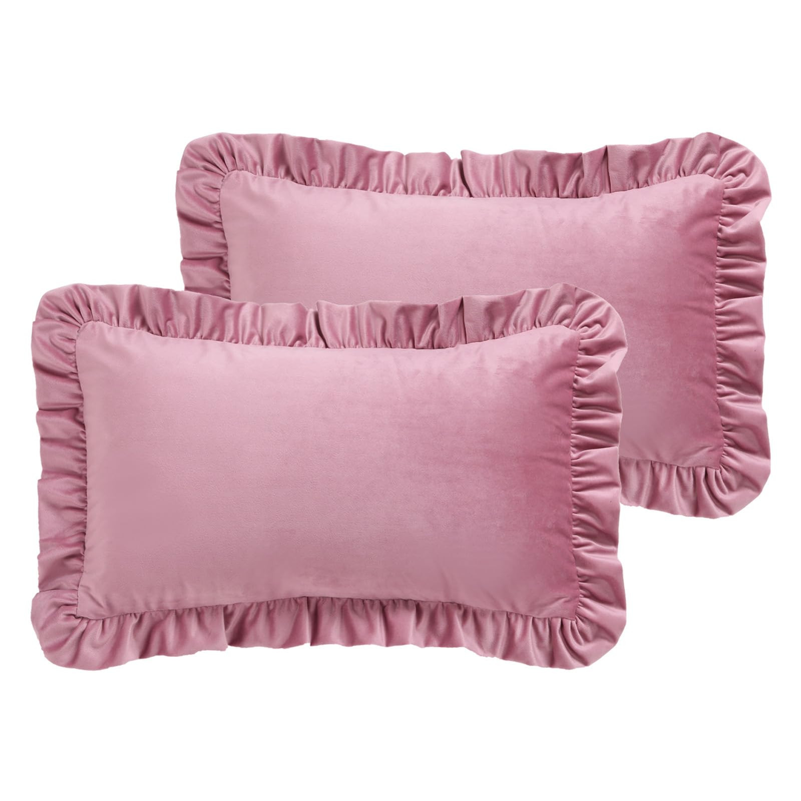 ISAENNE French Dark Peach Rectangle Throw Pillow Covers 12"x20" Set of 2, Solid Color Farmhouse V... | Amazon (US)