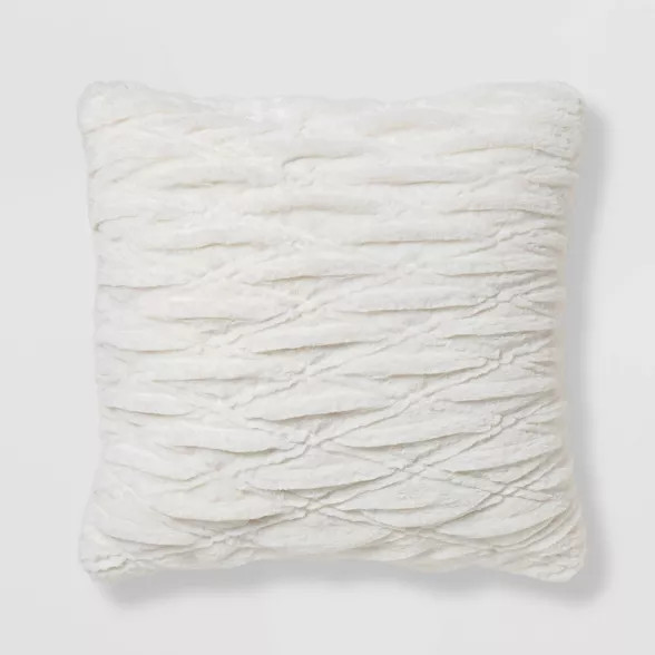 Euro Solid Ruched Faux Fur Throw Pillow - Threshold™ | Target