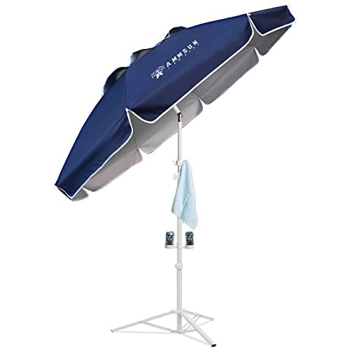 AMMSUN Shade Umbrella, Premium Portable Umbrella with Stand, 6.5ft Lightweight Free Standing Canopy for Sporting Games, Adjustable Instant Sun Protection and Easy to Carry, Navy Blue | Amazon (US)