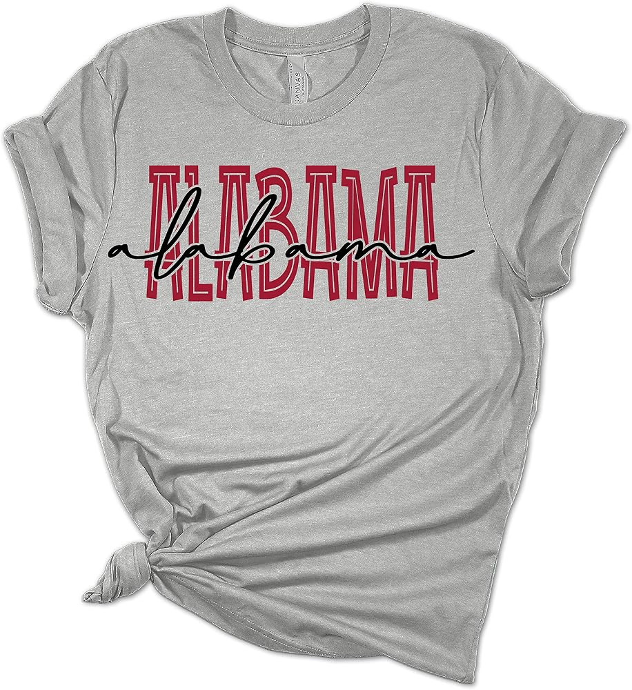 Womens Football Tshirt Team Color Crimson Football Team Name Cursive Short Sleeve T-Shirt Graphic... | Amazon (US)