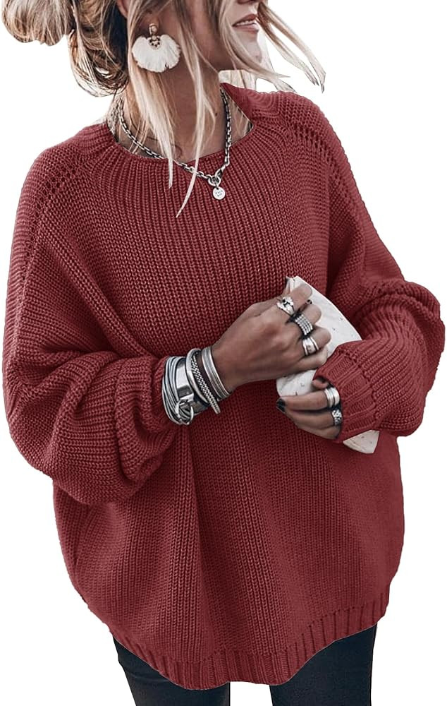 Womens Oversized Sweaters Loose Solid Casual Long Sleeve Mock Neck Knitted Jumper Tops | Amazon (US)