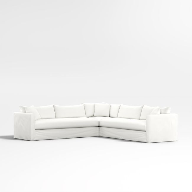 Willow II 3-Piece L-Shaped Slipcovered Bench Sectional Sofa | Crate & Barrel