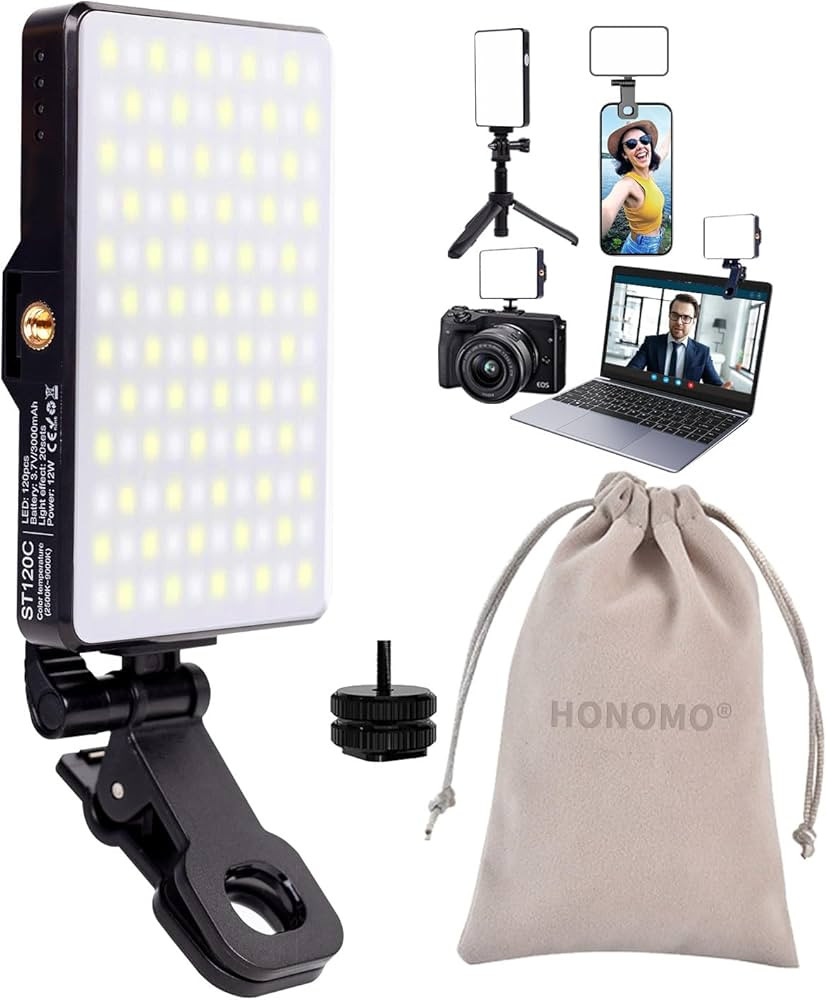 HONOMO Phone Selfie Light Clip On, 120LED 3000mAh Pocket-Sized Rechargeable Fill Light for Pictur... | Amazon (US)