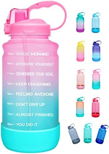 Elvira Half Gallon/64oz Motivational Time Marker Water Bottle with Straw & Protective Silicone Bo... | Amazon (US)