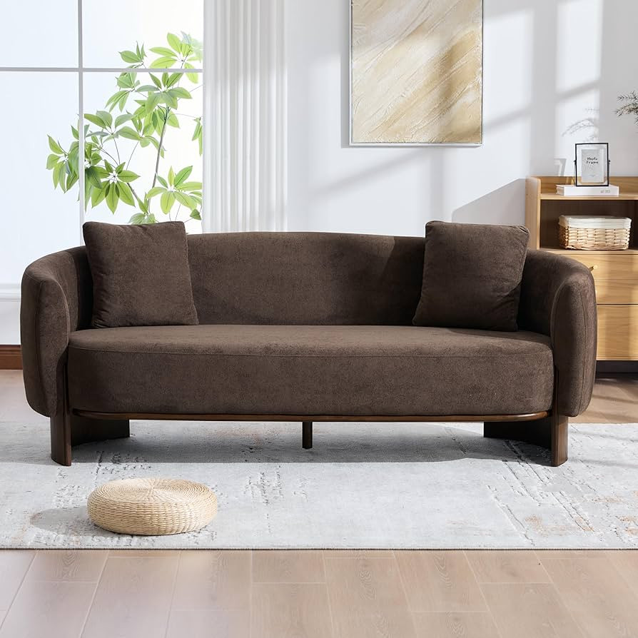 Christopher Knight Home 81 inch Curved Boucle Sofa with Wooden Base Indoor Couch Upholstered Mode... | Amazon (US)