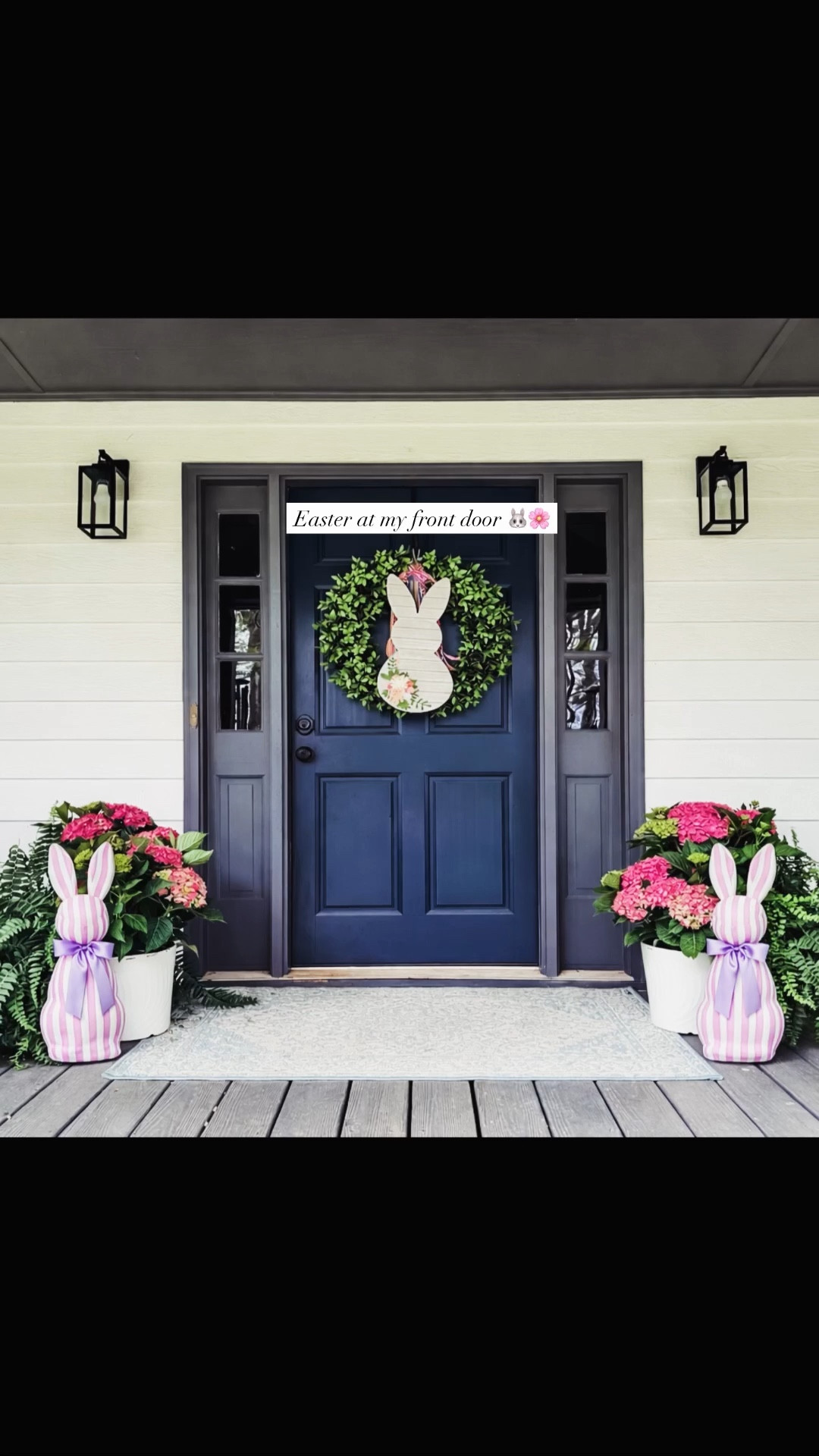 Easter at the front door 🐰🌸

This little setup is one of my favorite ways to welcome spring—it’s simple, classic, and easy to switch up each season.

That boxwood wreath has been with me for years (she’s a keeper 😉). I just swap out the ribbon and add a little something seasonal—this wooden bunny was the perfect touch for Easter.

The rug is a Walmart find (so good and budget-friendly), and these hydrangeas… y’all… they are REAL and absolutely stunning. I was influenced by Carmen Johnston on these and I’m so glad I was—they’ll be going in the ground after this and should come back year after year 🤍

And the striped bunnies… I mean 🥹 the cutest finishing touch. They’re on sale right now and come in a few color options!

Everything linked for you here 🤍

#carnationnation #southernrootsmodernplates #livingthedash
#springporch #easterdecor #frontporchstyle #walmartfinds #hydrangealove #southernhome @carmenjohnstongardens 


#LTKHome #LTKSeasonal #LTKOver40