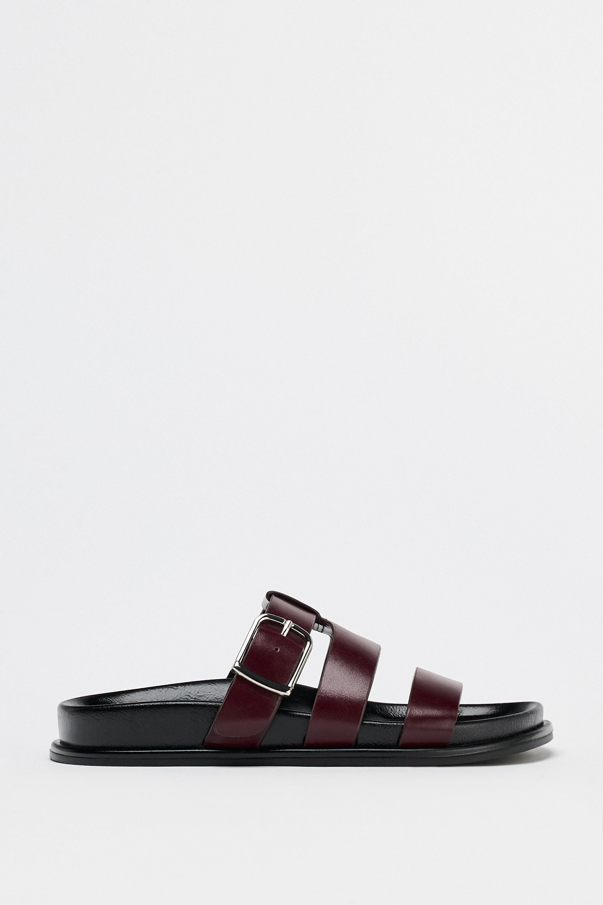 FLAT SANDALS WITH LEATHER STRAPS | Zara UK