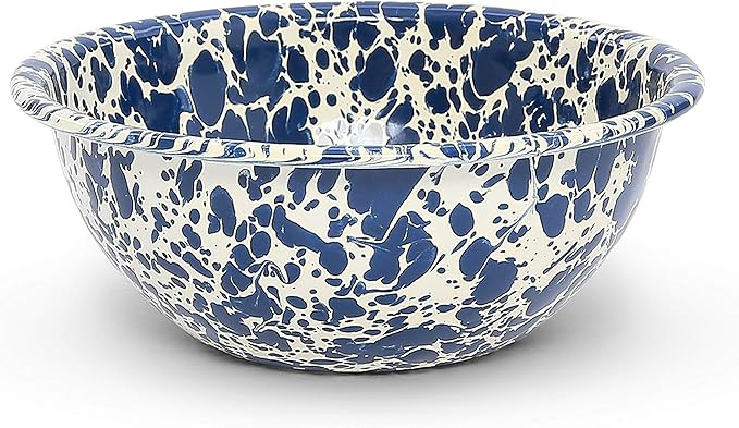 Crow Canyon Home Enamelware Cereal Bowl, 20 ounce, Navy/Cream Splatter (Single) | Amazon (US)