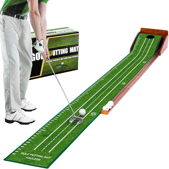YOUCZON Putting Green Indoor,Golf Putting Mat,Premium Crystal Velvet Surface, Practice Putting mat, Perfect Training Aid & Gift for Golf Lovers Christmas | Amazon (US)