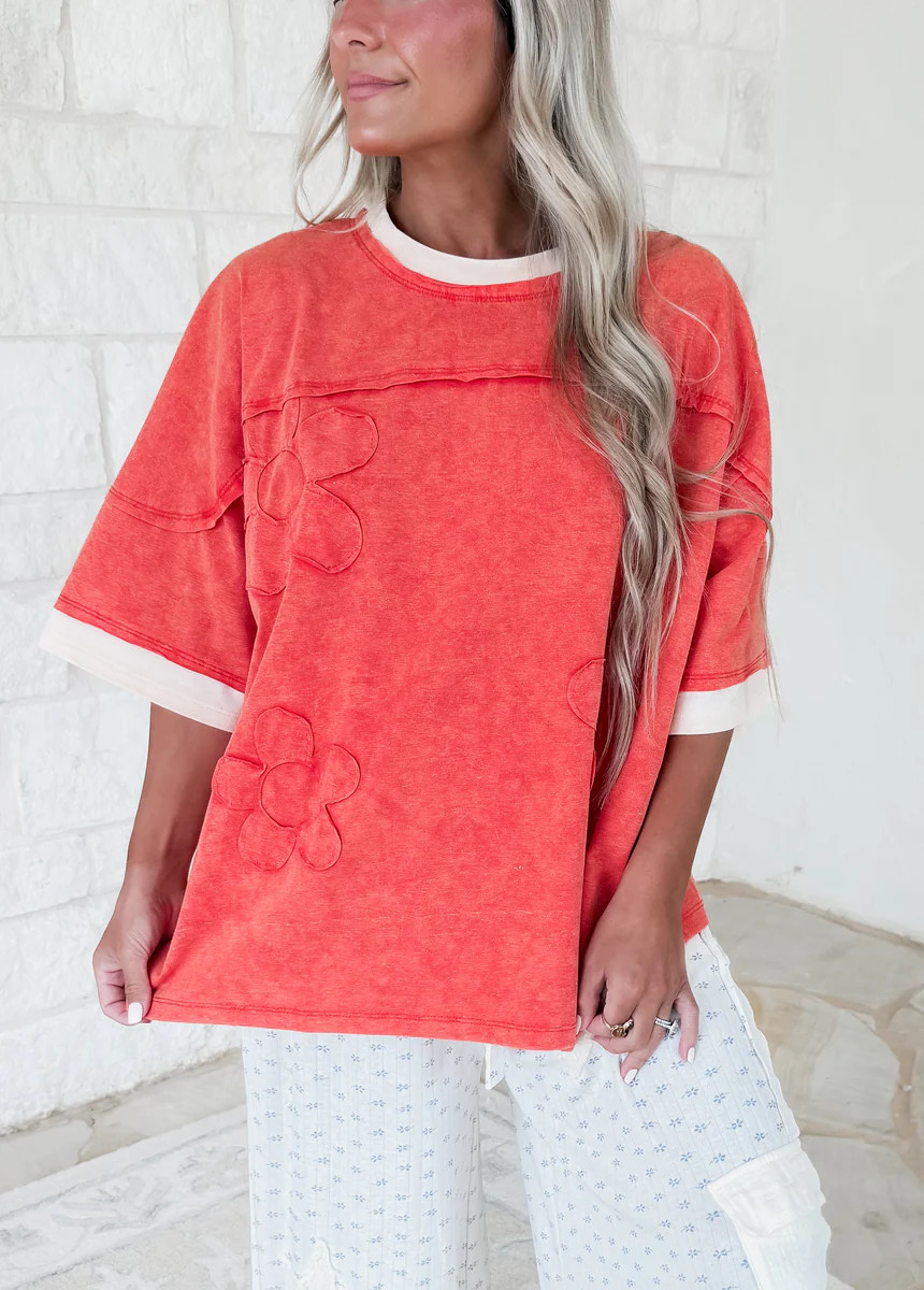 Hippie Soul Retro Flower Embroidered Tee | CK Squared Boutique