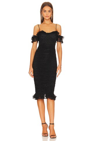 MAJORELLE Clare Lace Midi Dress in Black from Revolve.com | Revolve Clothing (Global)