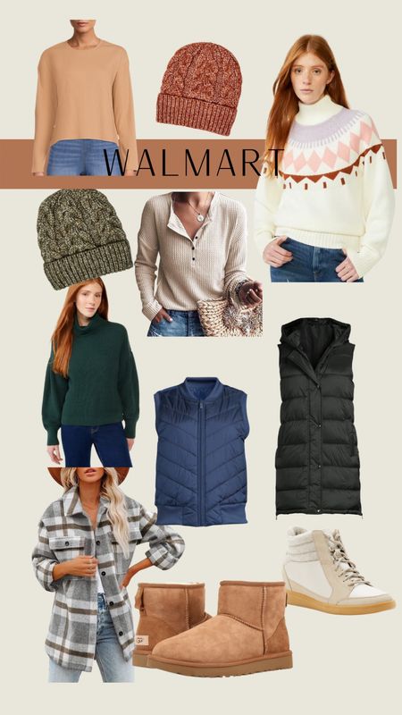Walmart sweaters. Puffy vests. Beanies. Shackets. Uggs. Shoes. Winter. Style. Fashion. 
#walmart #sweaters 

#LTKSeasonal #LTKfamily #LTKstyletip