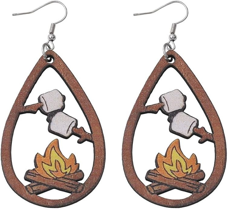 Funny Pumpkin Maple Leaf Dangle Earrings Colorful Milk Tea Wooden Thanksgiving Fall Cute Bonfire ... | Amazon (US)