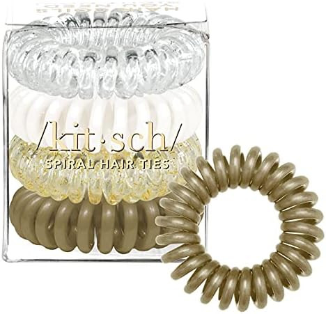 Kitsch Spiral Hair Ties, Coil Hair Ties, Phone Cord Hair Ties, Ponytail Hair Coils No Crease - 4 ... | Amazon (US)