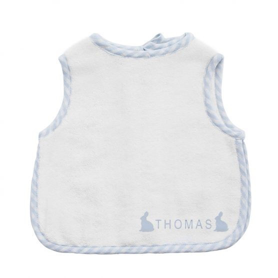 Louelle Personalized Easter Apron Bib – Blue Gingham | The Tot