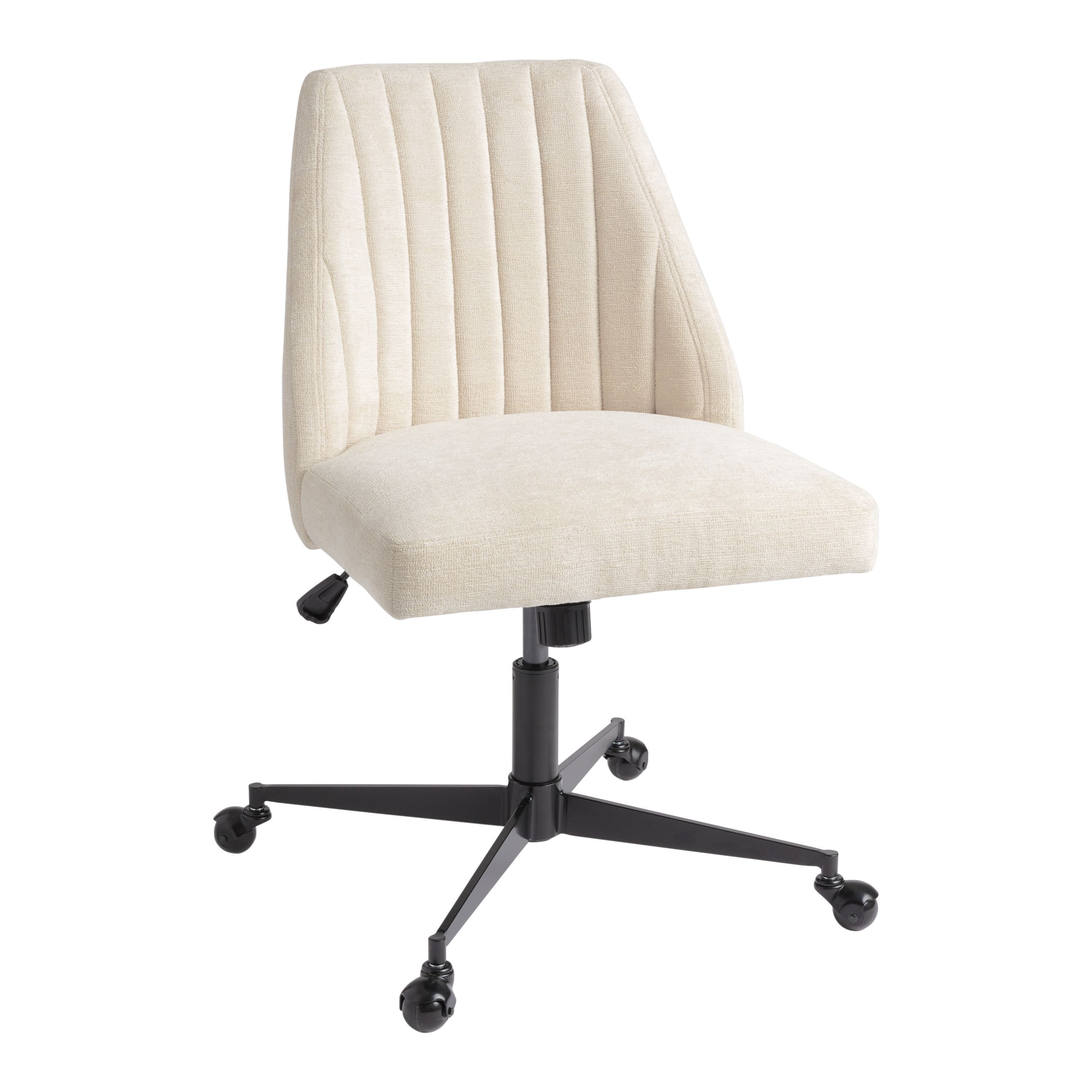 Bijou Cream Channel Back Upholstered Office Chair | World Market