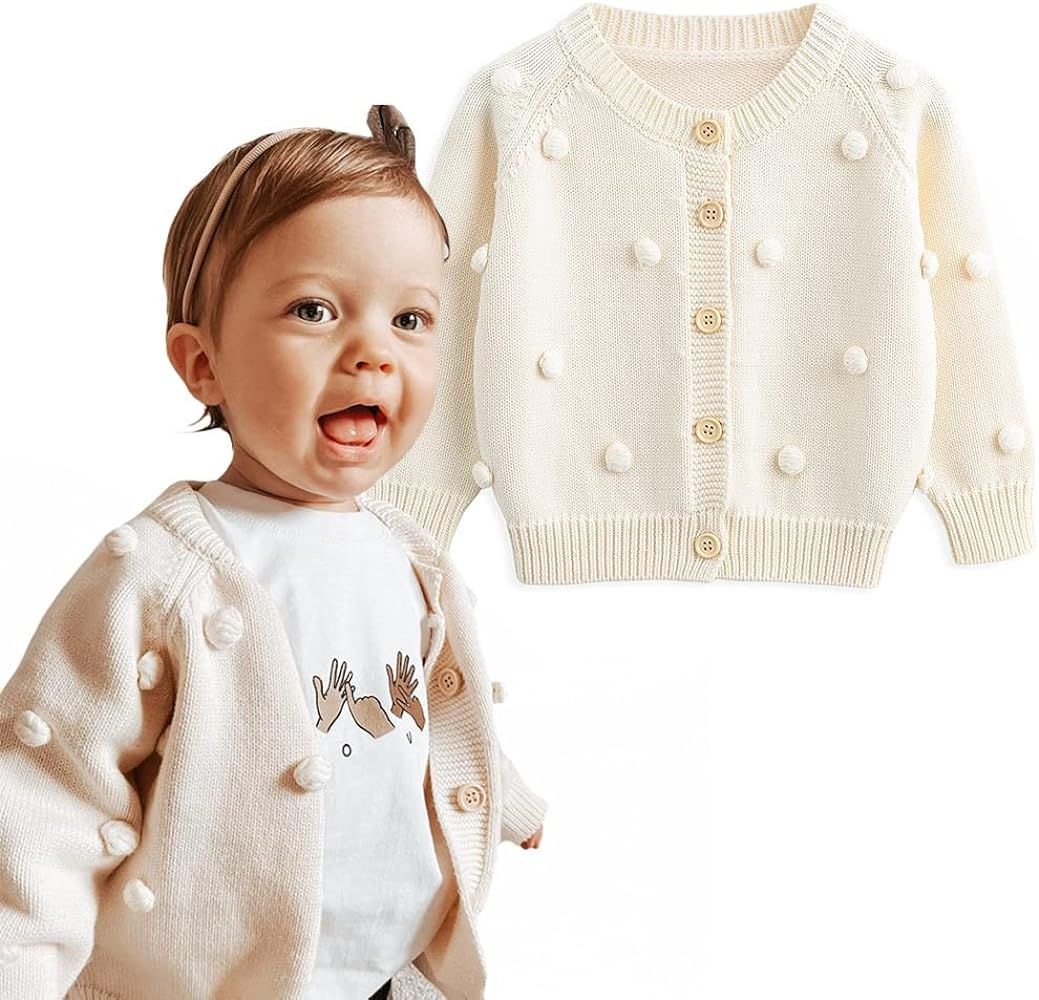 Simplee kids Baby Sweater Cardigan Jacquard Cable-Knit Spring Coat Long Sleeve Cardigan for Baby ... | Amazon (US)