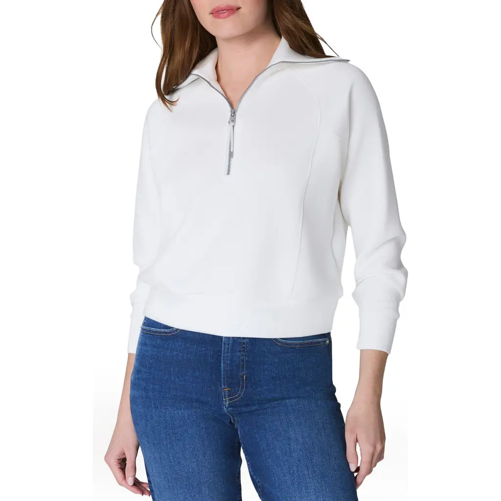 SPANX® AirEssentials Half Zip Sweatshirt in Powder at Nordstrom, Size 3X | Nordstrom
