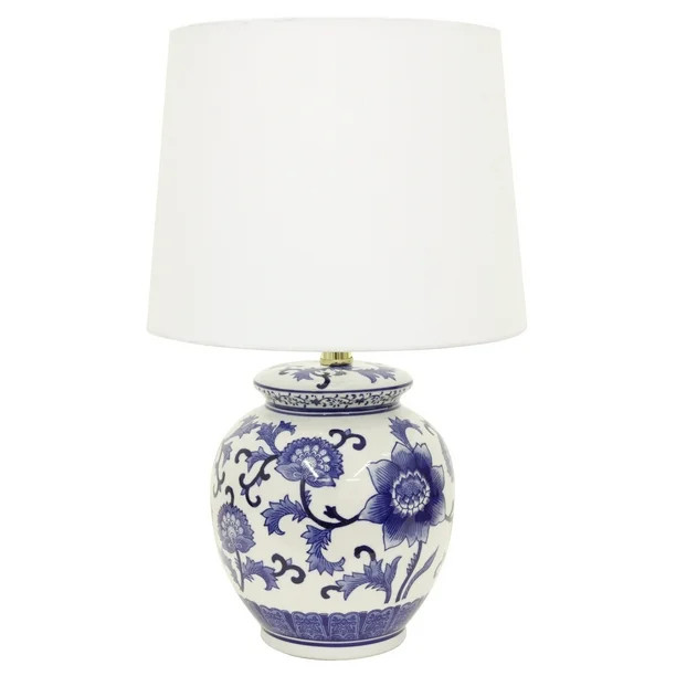 Decor Therapy Blue and White Ceramic Table Lamp | Walmart (US)
