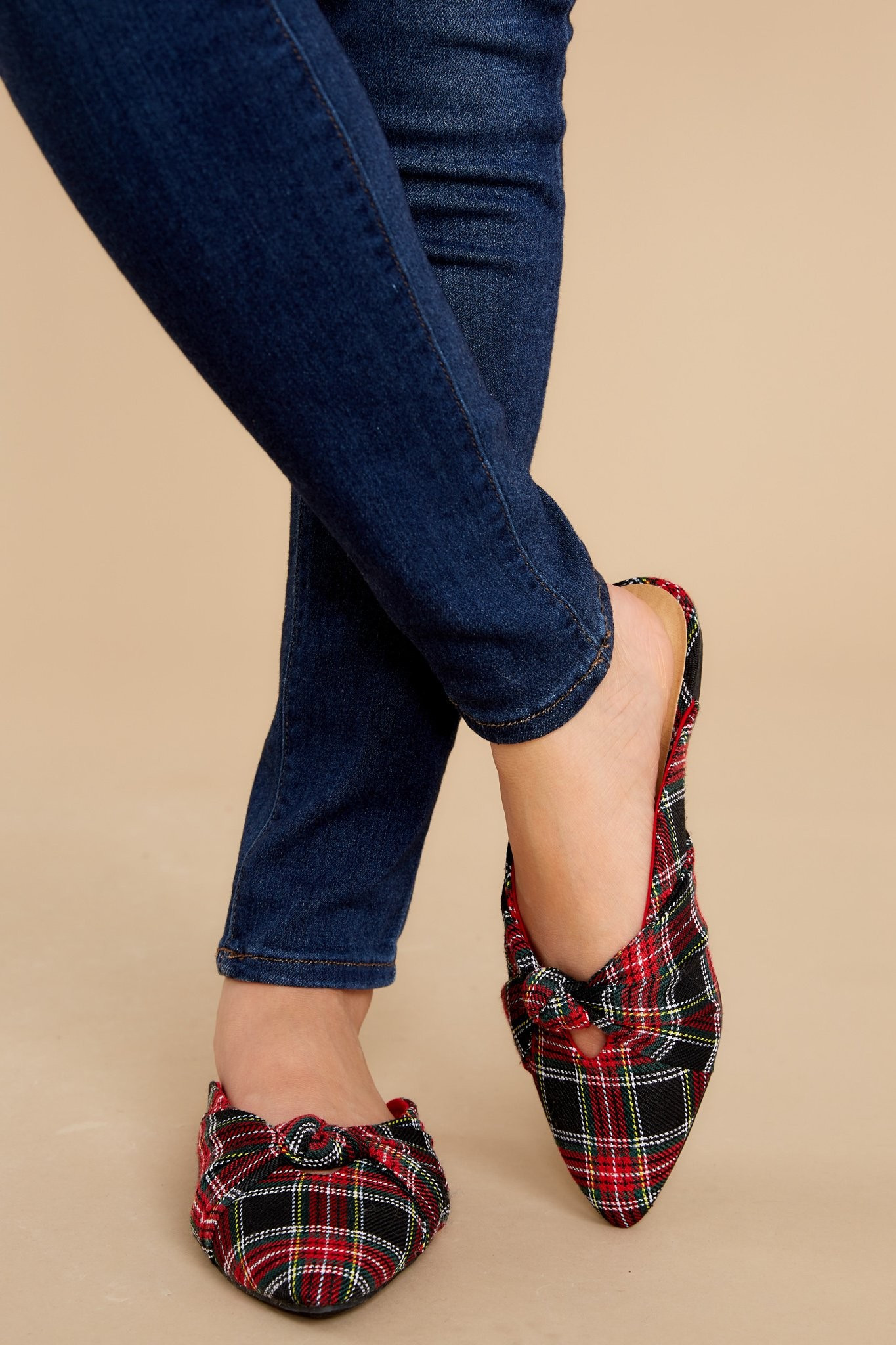 Charming Touch Red Plaid Mules | Red Dress 