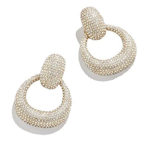 Jordan Statement Earrings - Luxurious Vintage Circular Silhouette Pave Drop Earrings, Retro Door ... | Amazon (US)
