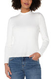 LONG SLEEVE MOCK NECK KNIT TOP W/ BUTTON DETAIL | Liverpool Jeans