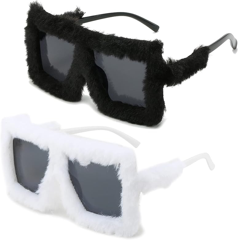 Magibag Women Fur Sunglasses Fuzzy Plush Heart Shaped Sun Glasses Trendy Party Eyewear for Hallow... | Amazon (US)