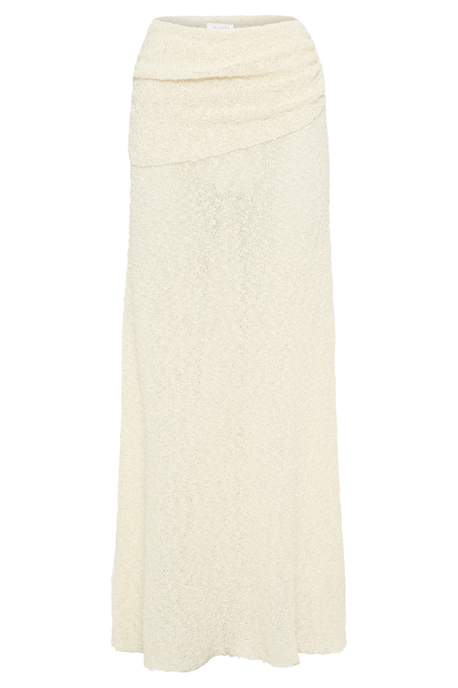 Petra Ruched Knit Maxi Skirt - Ivory | MESHKI US