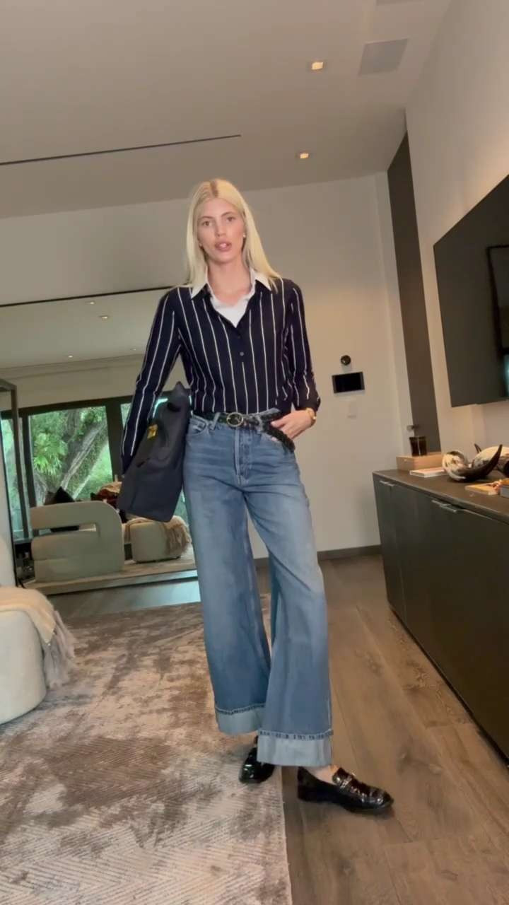 These cuffed jeans are perfect for fall & love the style! Paired it back with this navy striped polo sweater. Perfect for transitioning into fall. 🤍 

 

#LTKSeasonal #LTKStyleTip #LTKItBag