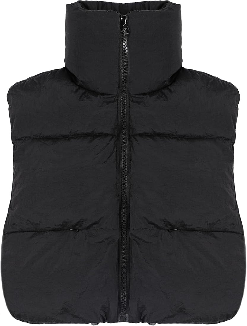 Yeokou Women's Cropped Puffer Vest Zip Up Stand Collar Sleeveless Outerwear with Pockets | Amazon (US)