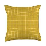Design Minds Boutique Windowpane Check Grid (white/mustard yellow) Throw Pillow, 18x18, Multicolor | Amazon (US)