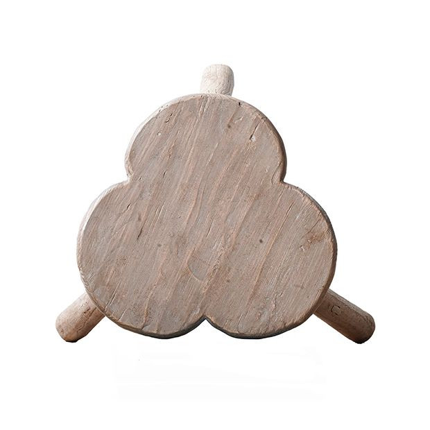 Clover Seat Wooden Stool | Antique Farm House