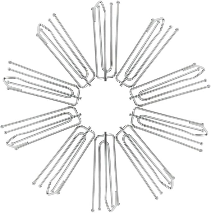 baotongle12pcs Stainless Steel Curtain Pleater Tape Hooks Stainless Curtain Pleat Hook 4 Prongs P... | Amazon (US)